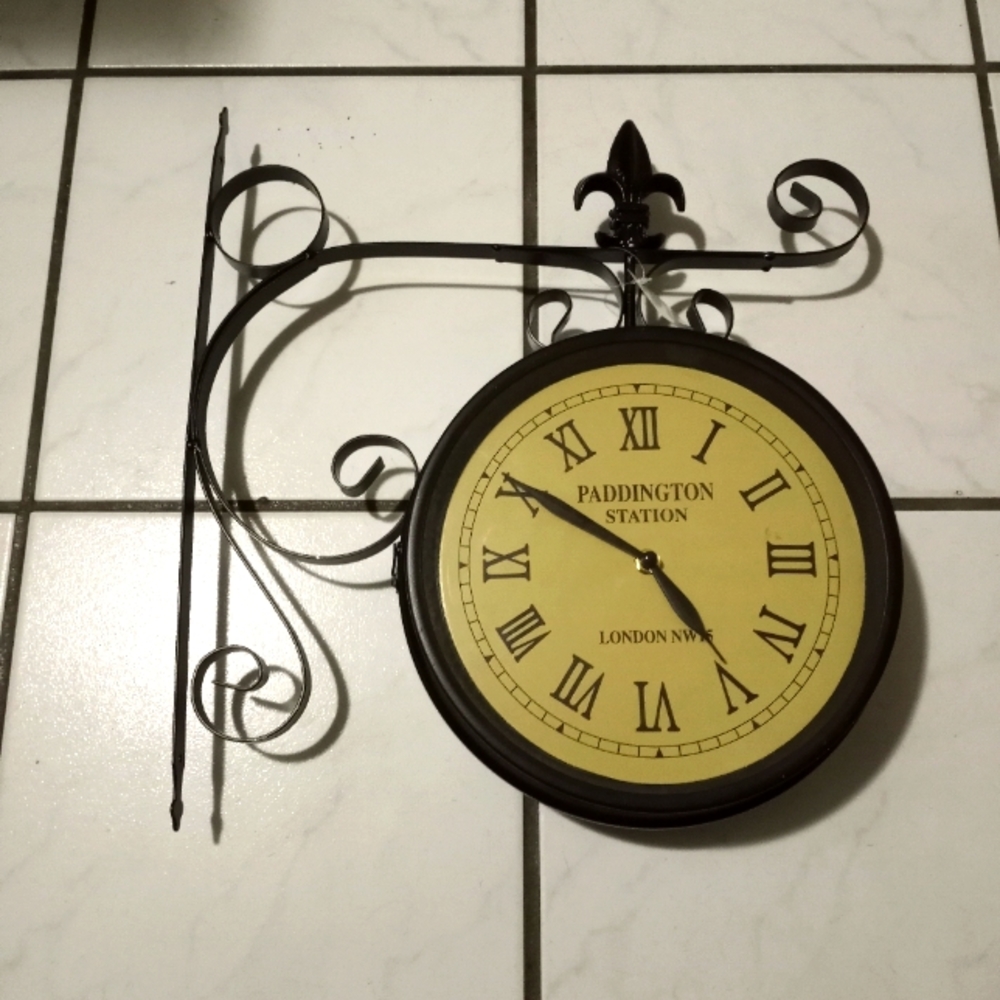 Cast Iron Double Sided Train Station Clock
